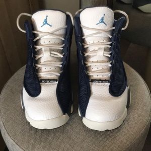 Boys size 2 Jordan retro 13, blue and white!
